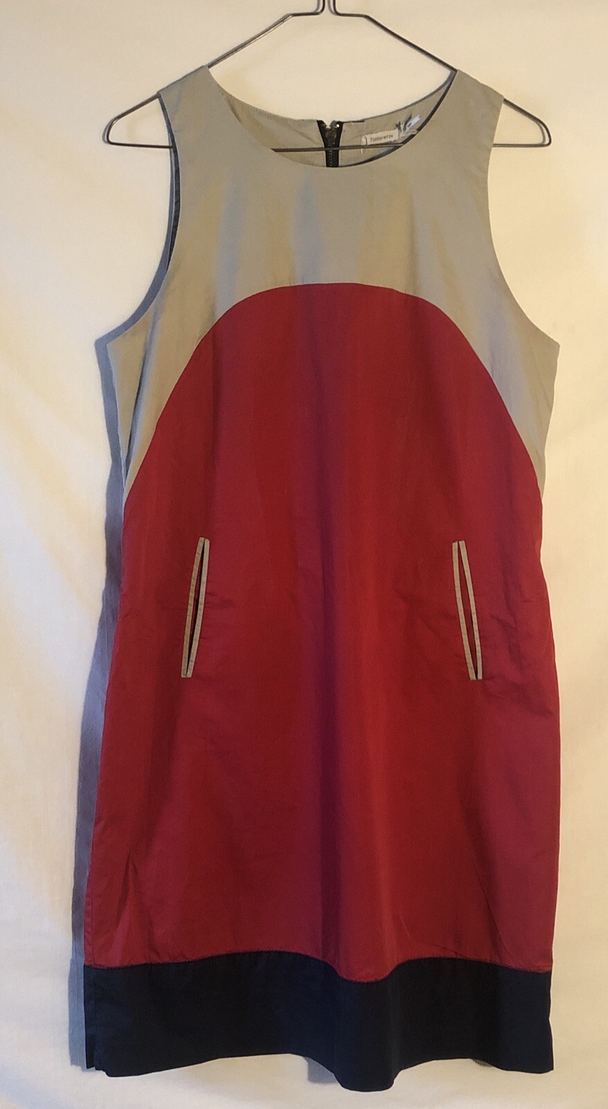 Tintoretto Women 40 M Colorblock Lightwt Sleeveless Cotton Dress Pockets Lined Tintoretto Women 40 M Colorblock Lightwt Sleeveless Cotton Dress Pockets Lined