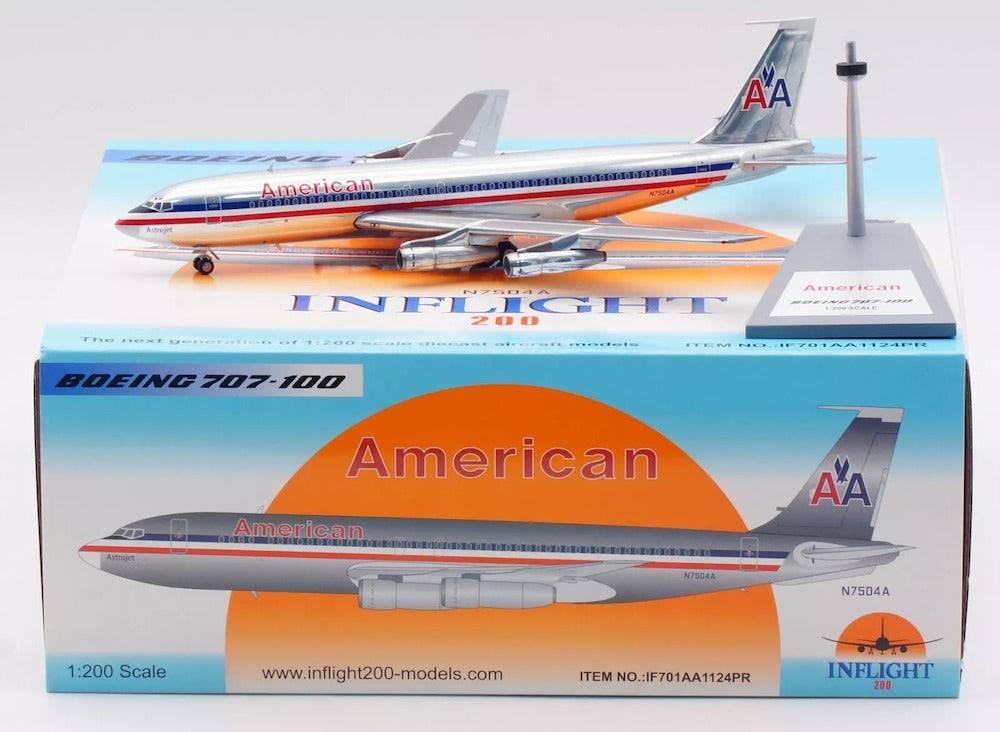 Inflight IF701AA1124PR American Airlines 707-100 N7504A Diecast 1/200 Jet Model