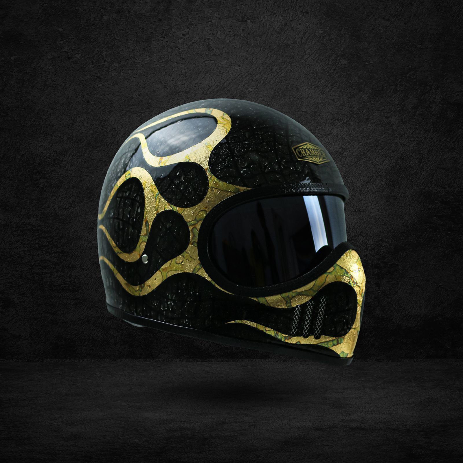 SALE VINTAGE CUSTOM HELMET ORION FLAMES GOLD FOR BOBBER CHOPPER MOTORCYCLE