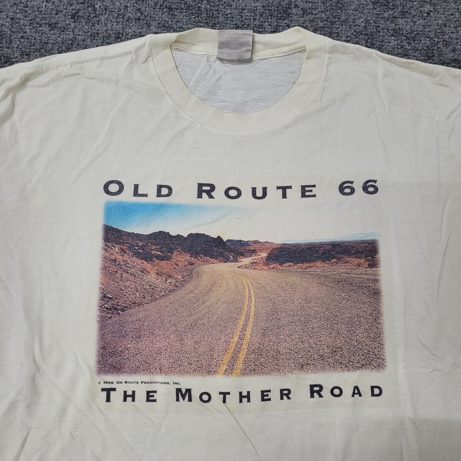 Oneita T-Shirt Mens Size XL White Old Route 66 The Mother Road Vintage 1998 90s