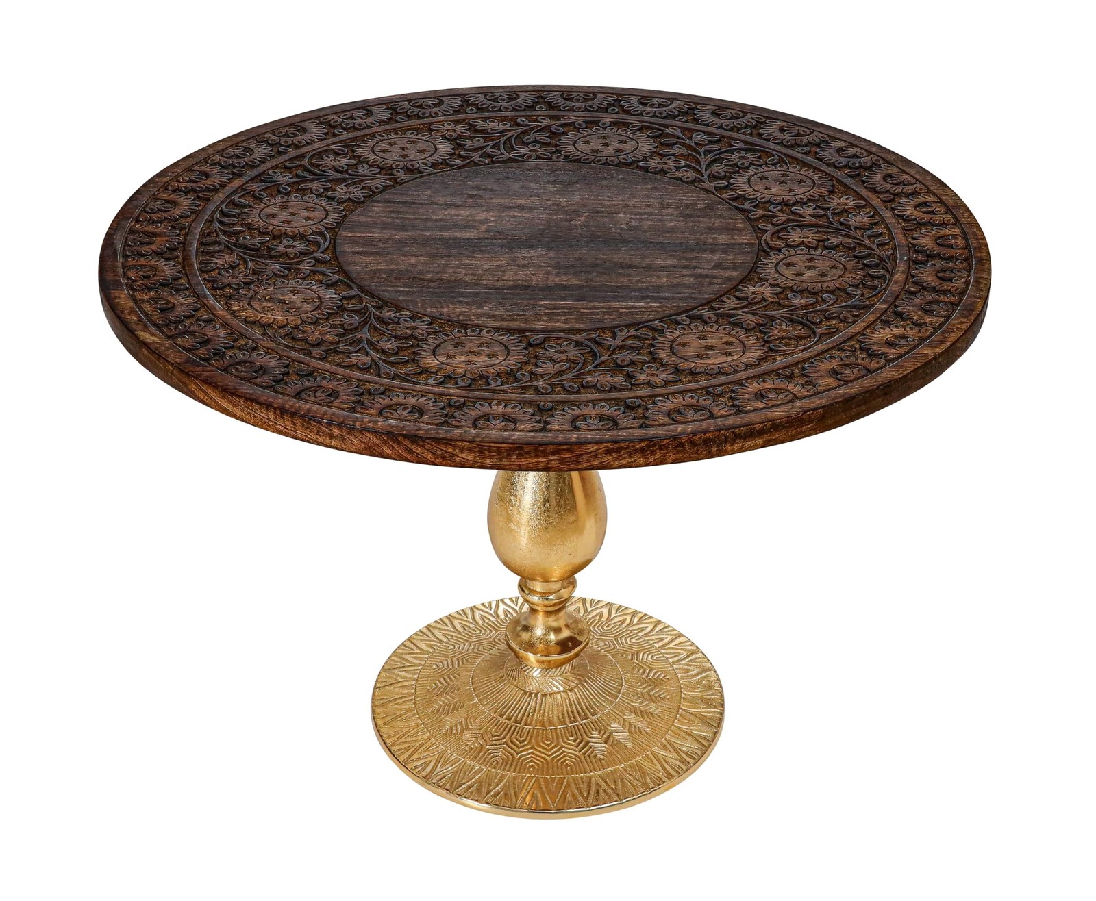 Coffee Table 24x24x18 Inch-Hand-Carved Solid Wood Center Table, Vintage Burnt...