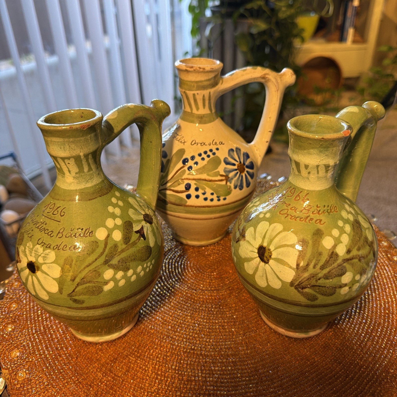 3 Romanian Folk Pottery Vessels. Signed By Potter- Orosz Andrei, Carei.