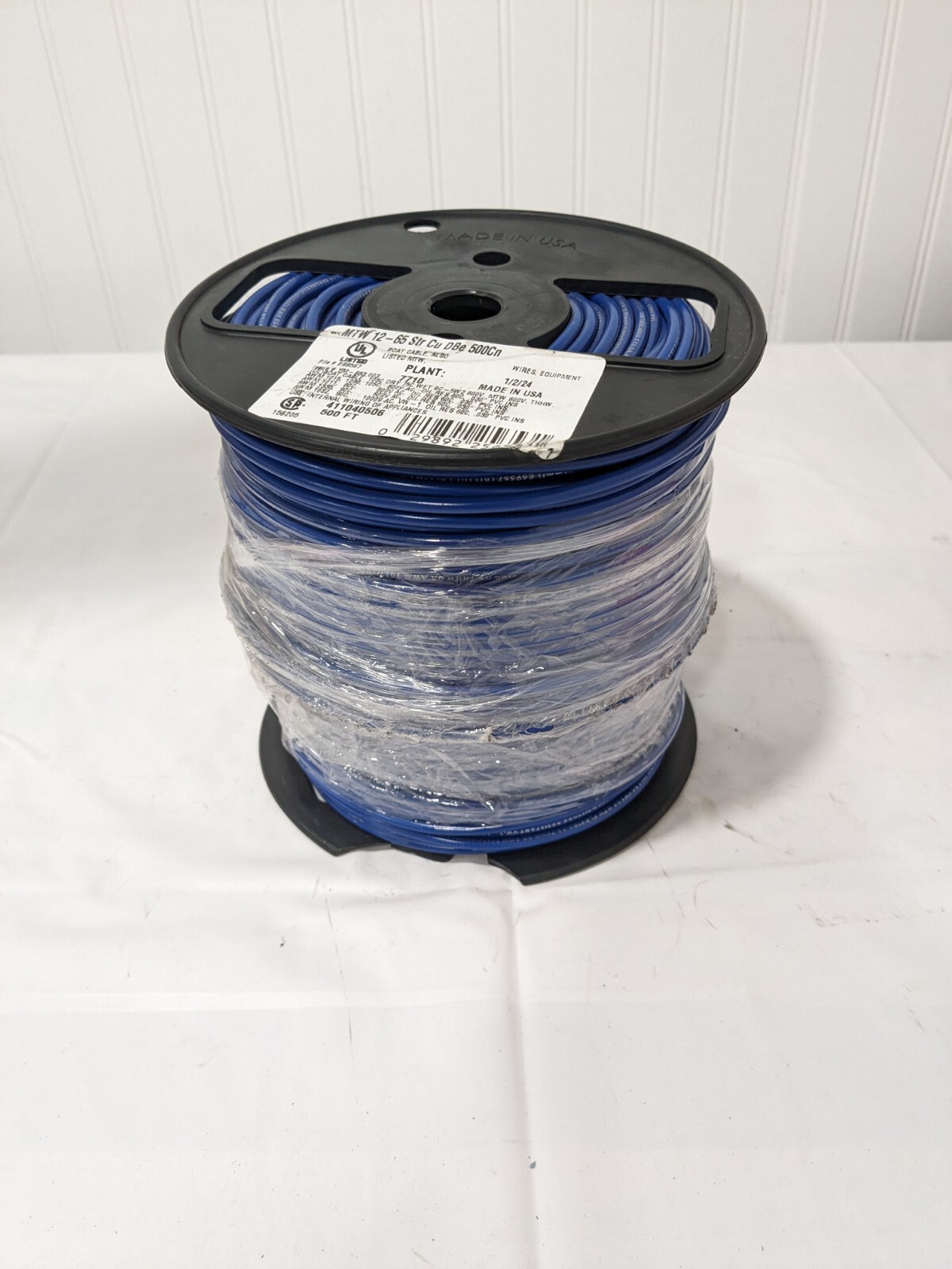 SOUTHWIRE Machine Tool Wire: 12 AWG, Blue, 500\' Long, PVC 411040506
