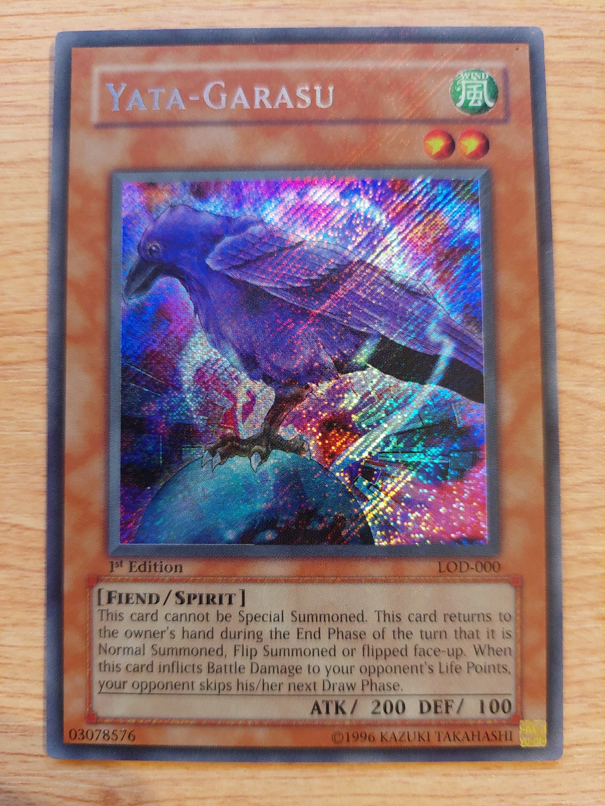 Yata-Garasu - LOD-000 - Very Lightly Played VLP - Secret Rare - 1st Edition Yata-Garasu - LOD-000 - Very Lightly Played VLP - Secret Rare - 1st Edition