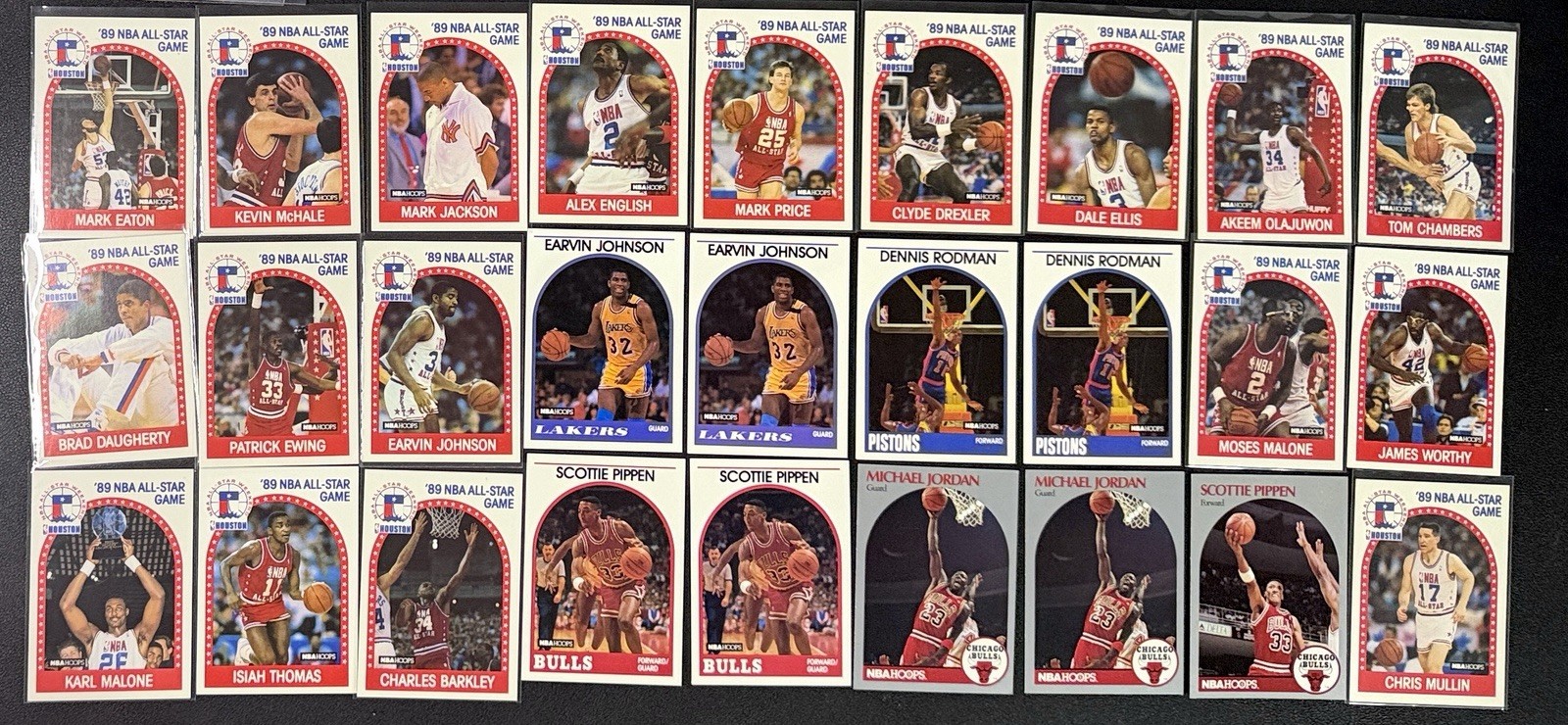 1989-90 Nba Hoops - Lot 27 cards - Michael Jordan, Scottie Pippen, Barkley, Bird