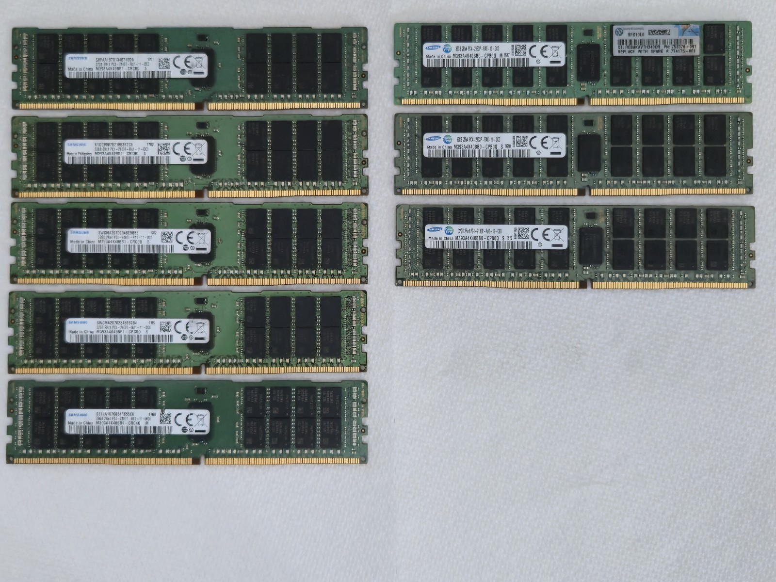 Lot of 8 Various Samsung 32GB 2133/2400 Server RAM. May have damage, not tested. Lot of 8 Various Samsung 32GB 2133/2400 Server RAM. May have damage, not tested.