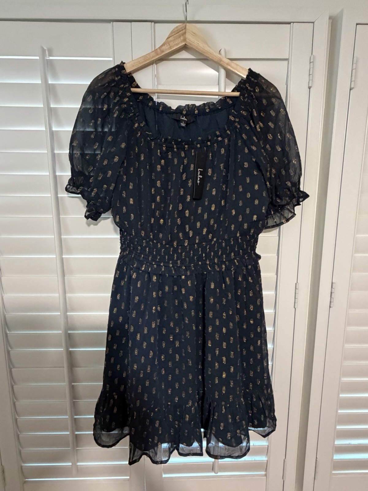 Lulu Women\'s Dark Navy Print Dress Size Large