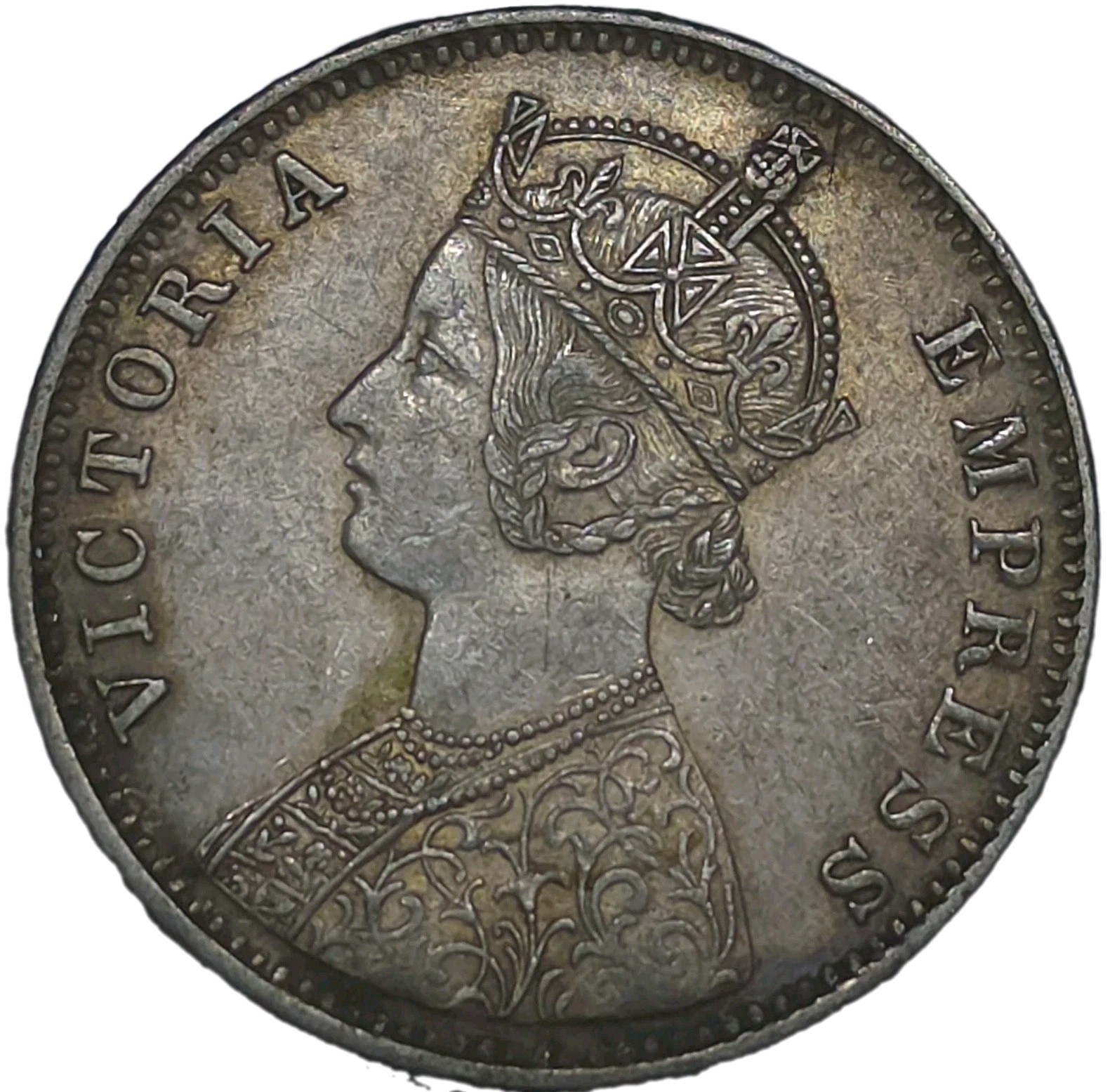 Key Date Lustrous British India Victoria Silver Rupee 1891 C Calcutta Mint LZ58