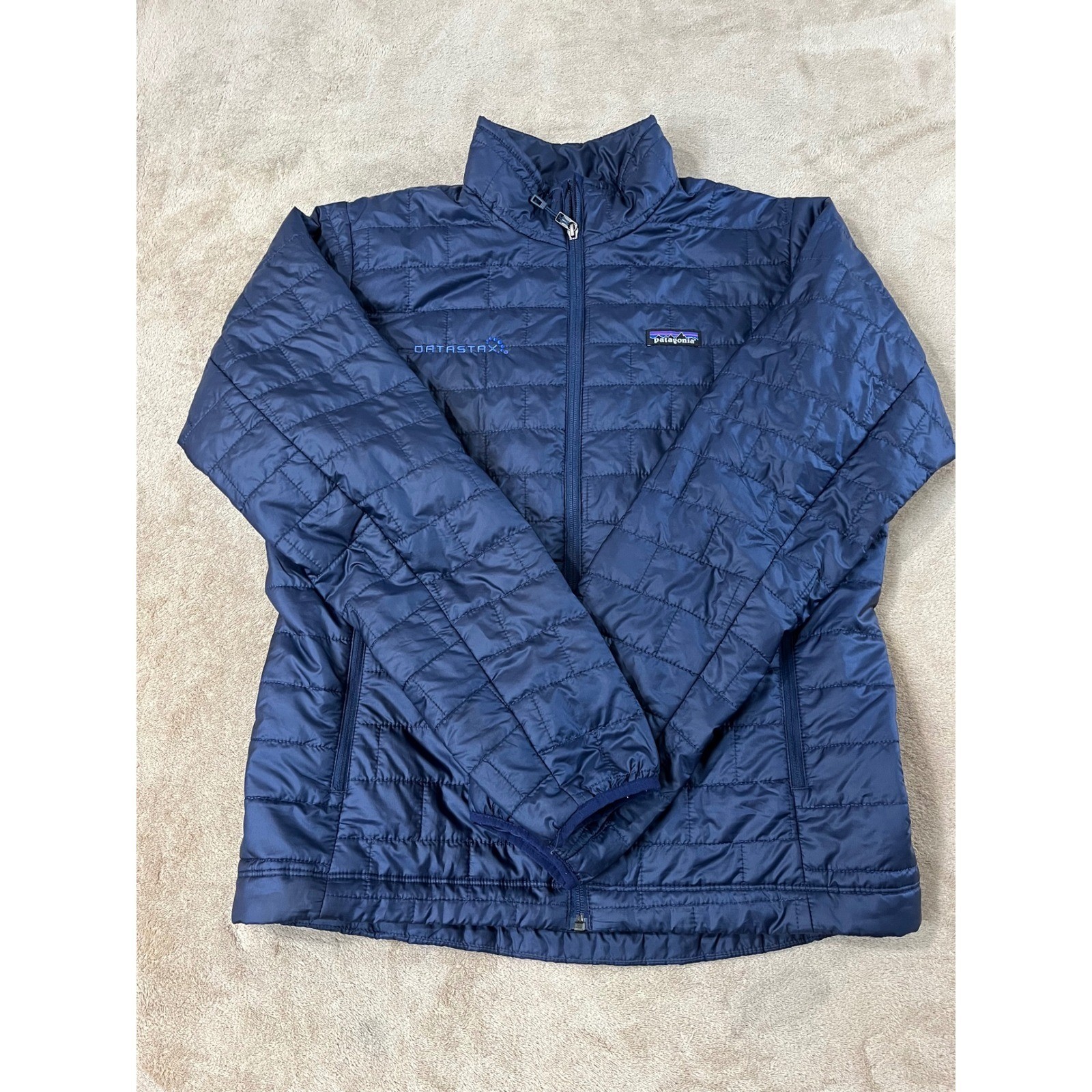Patagonia Nano Puff Jacket Men\'s M Navy Blue Lightweight Hiking Has Logo L/S EUC Patagonia Nano Puff Jacket Men\'s M Navy Blue Lightweight Hiking Has Logo L/S EUC