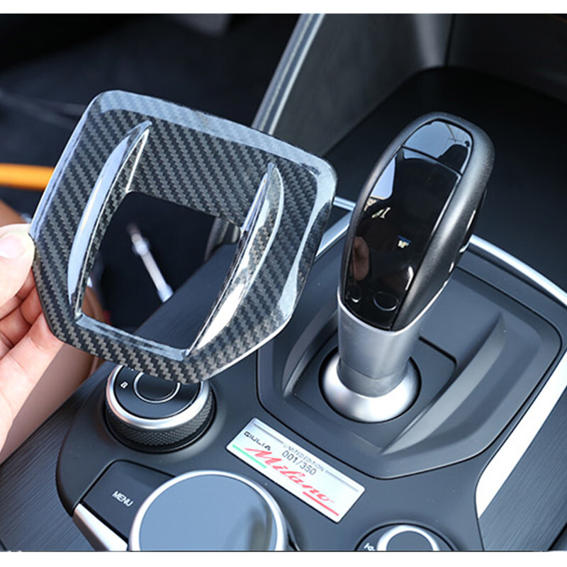 For Alfa Romeo Giulia 2017-19 ABS Carbon Car Control Gear Panel Trim Accessories
