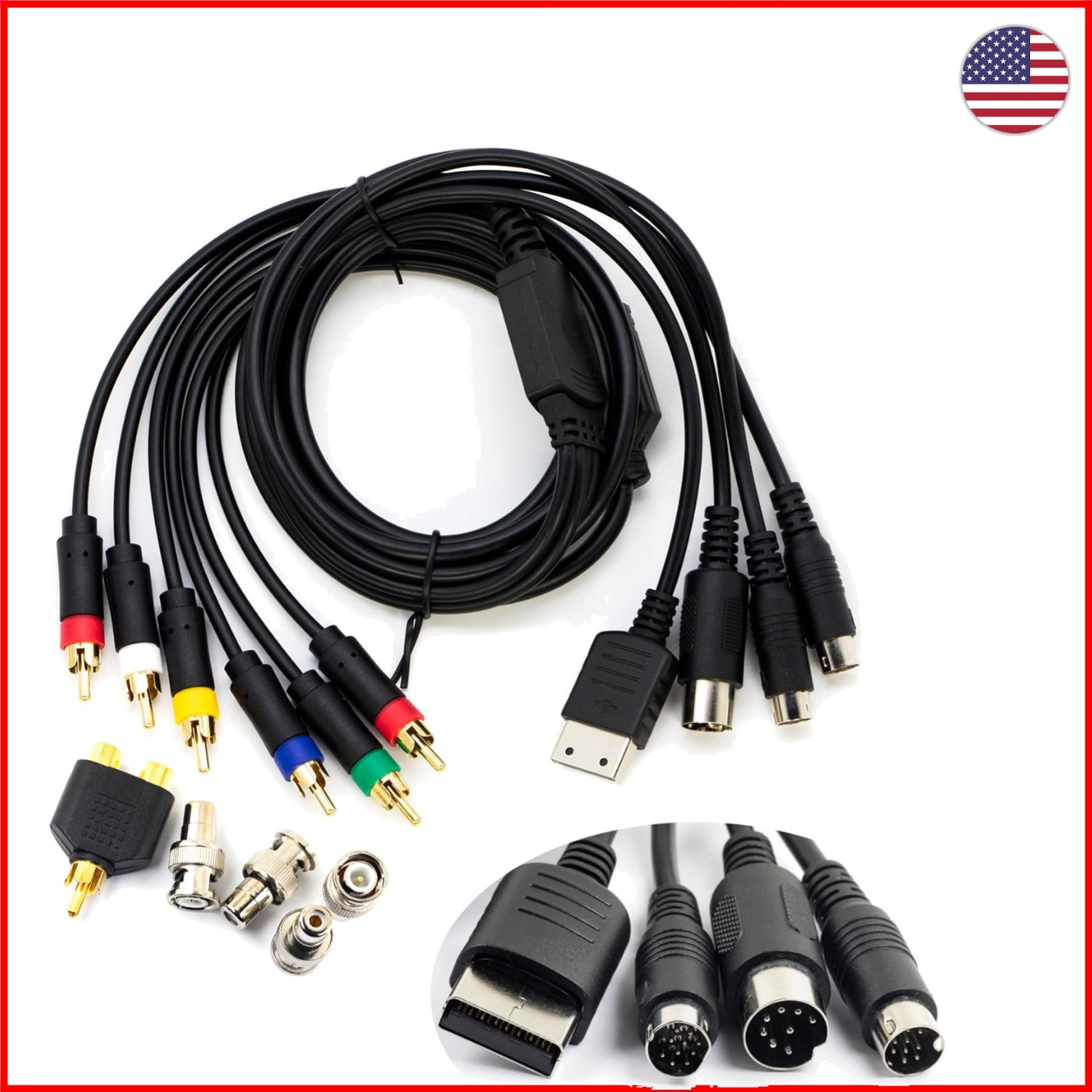 6FT High-Speed RGBS Cable for Sega Mega Drive and Saturn - Audio/Video Connector