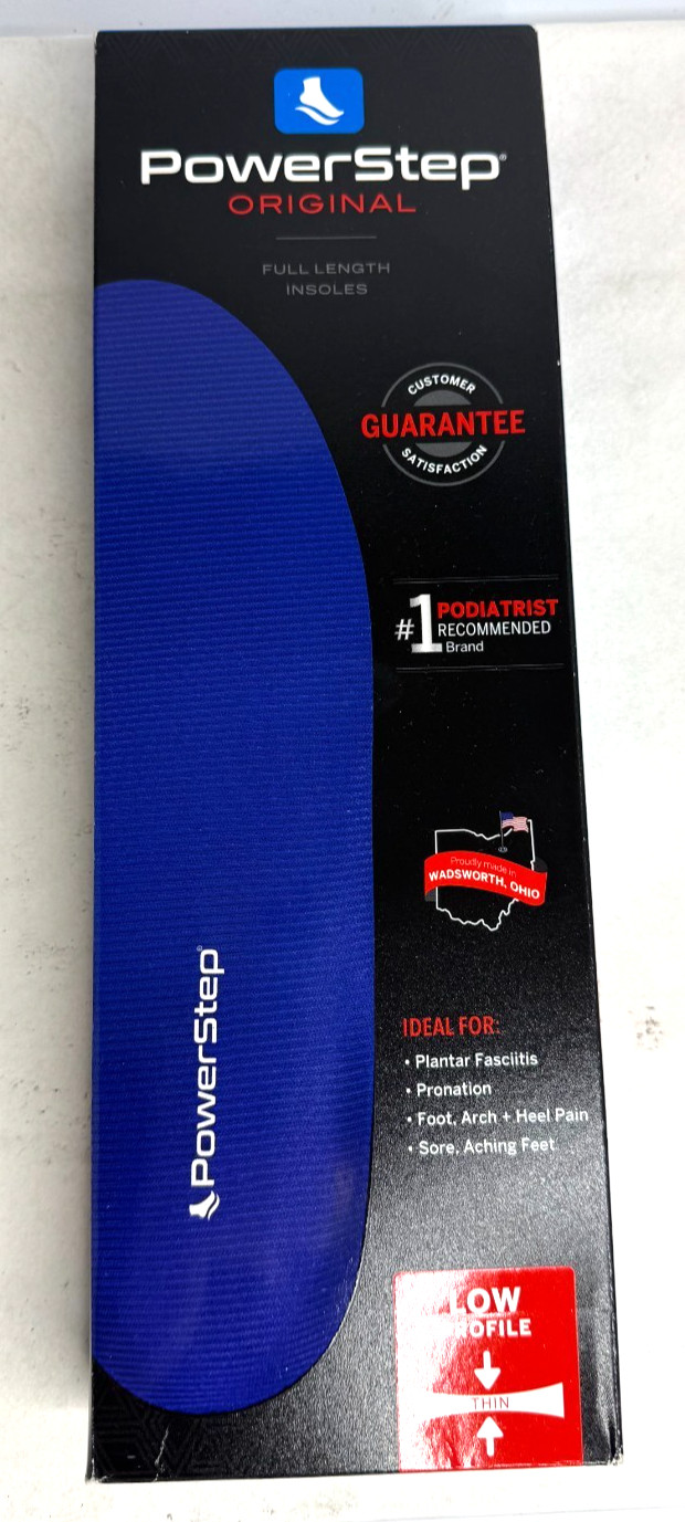 Powerstep Original Full Length Orthotics Arch Heel Support Insole Size F Unisex Powerstep Original Full Length Orthotics Arch Heel Support Insole Size F Unisex