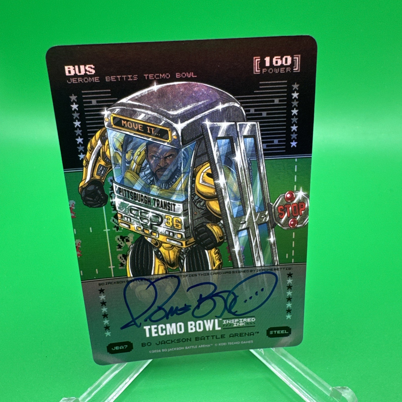 Bo Jackson Battle Arena Tecmo Bowl Jerome Bettis Bus Steel Auto Signed 160 Power