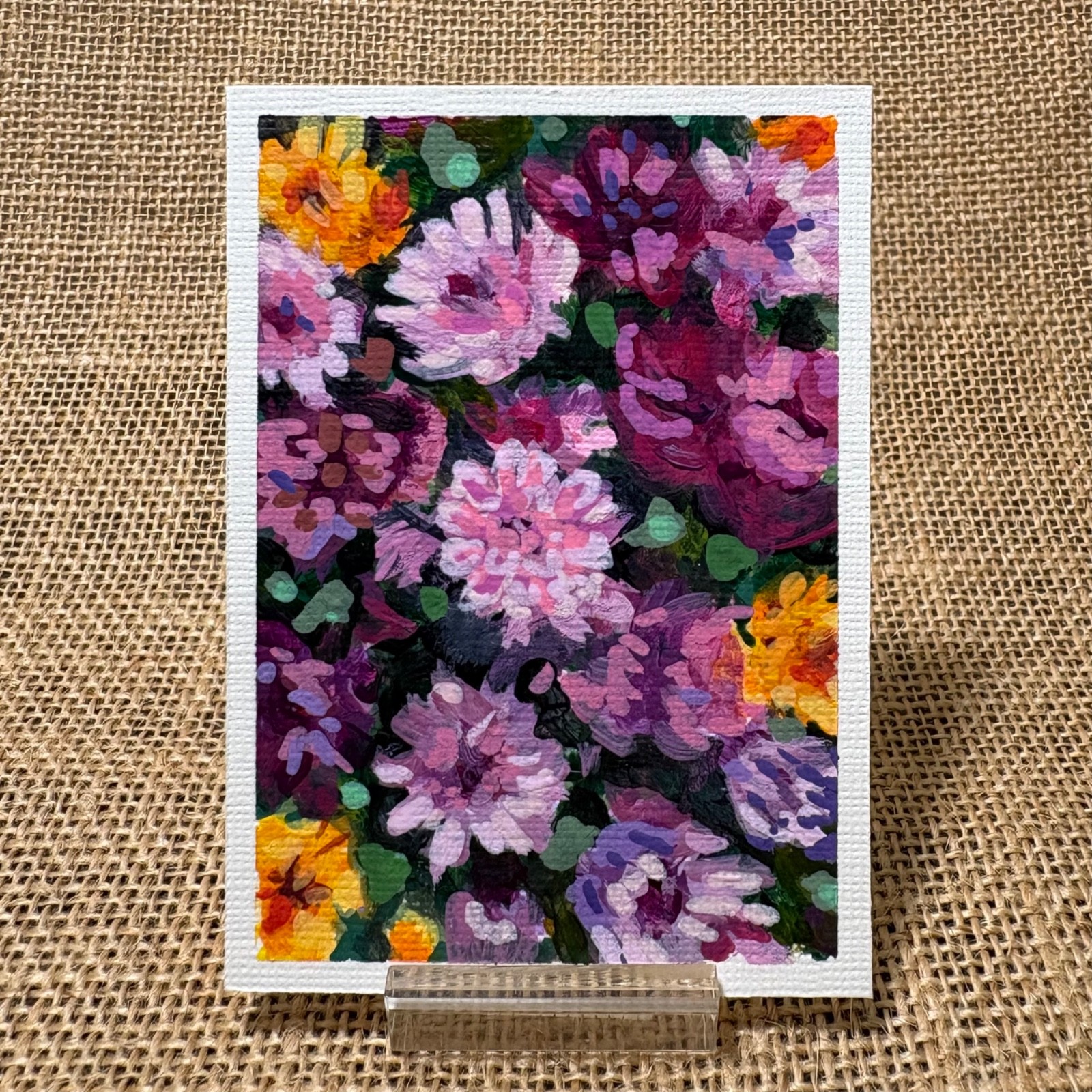 ACEO Original, Fall Mums, Mum\'s The Word, Flowers, Autumn, Fall, Painting, Art