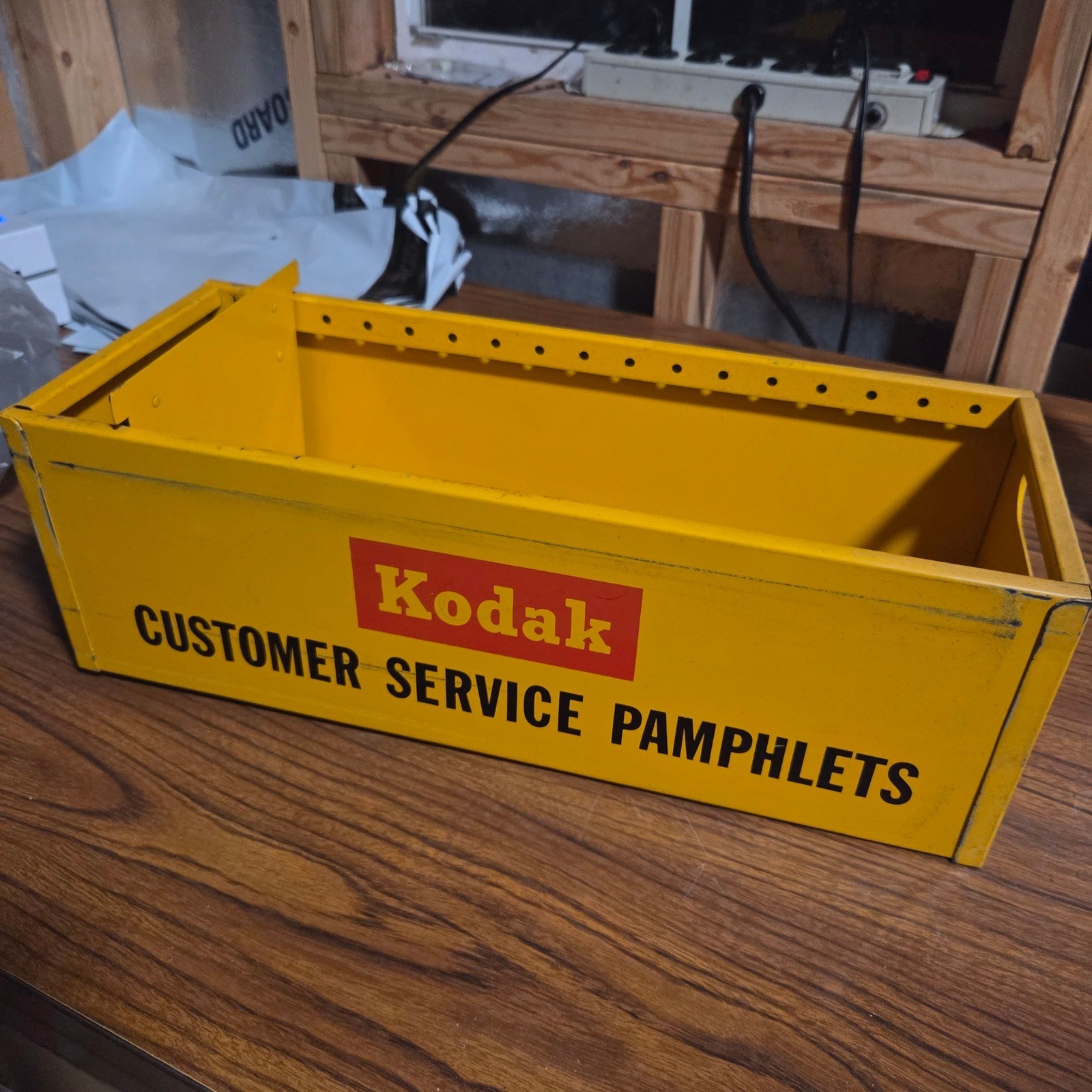 Vintage Kodak Customer Service Pamphlets Metal Storage Box Yellow Advertising Vintage Kodak Customer Service Pamphlets Metal Storage Box Yellow Advertising