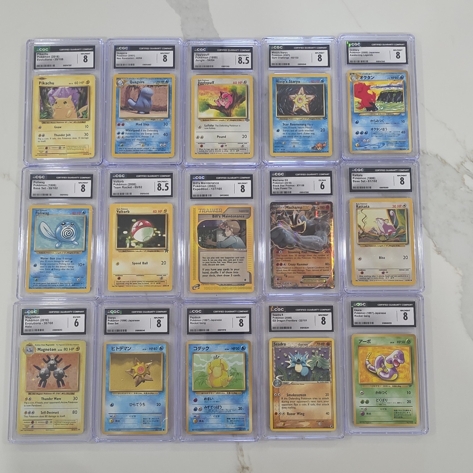 Nintendo Pokemon TCG 15-Card CGC Graded Holo Lot Pikachu Team Rocket JP Nintendo Pokemon TCG 15-Card CGC Graded Holo Lot Pikachu Team Rocket JP
