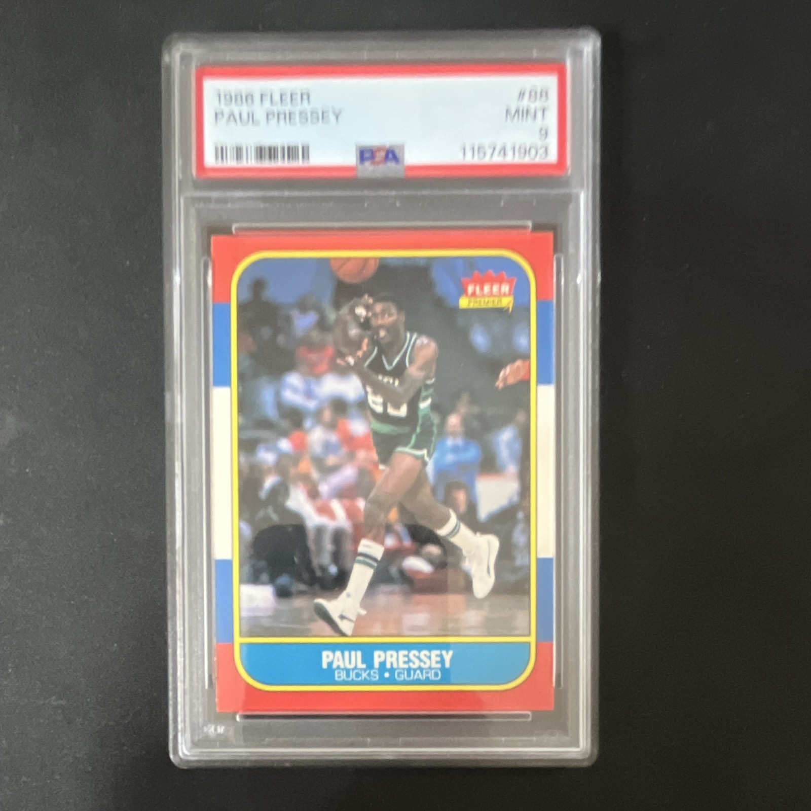 Fleer 1986-87 Fleer Paul Pressey Milwaukee Bucks #88 PSA 9 MINT Basketball Card Fleer 1986-87 Fleer Paul Pressey Milwaukee Bucks #88 PSA 9 MINT Basketball Card