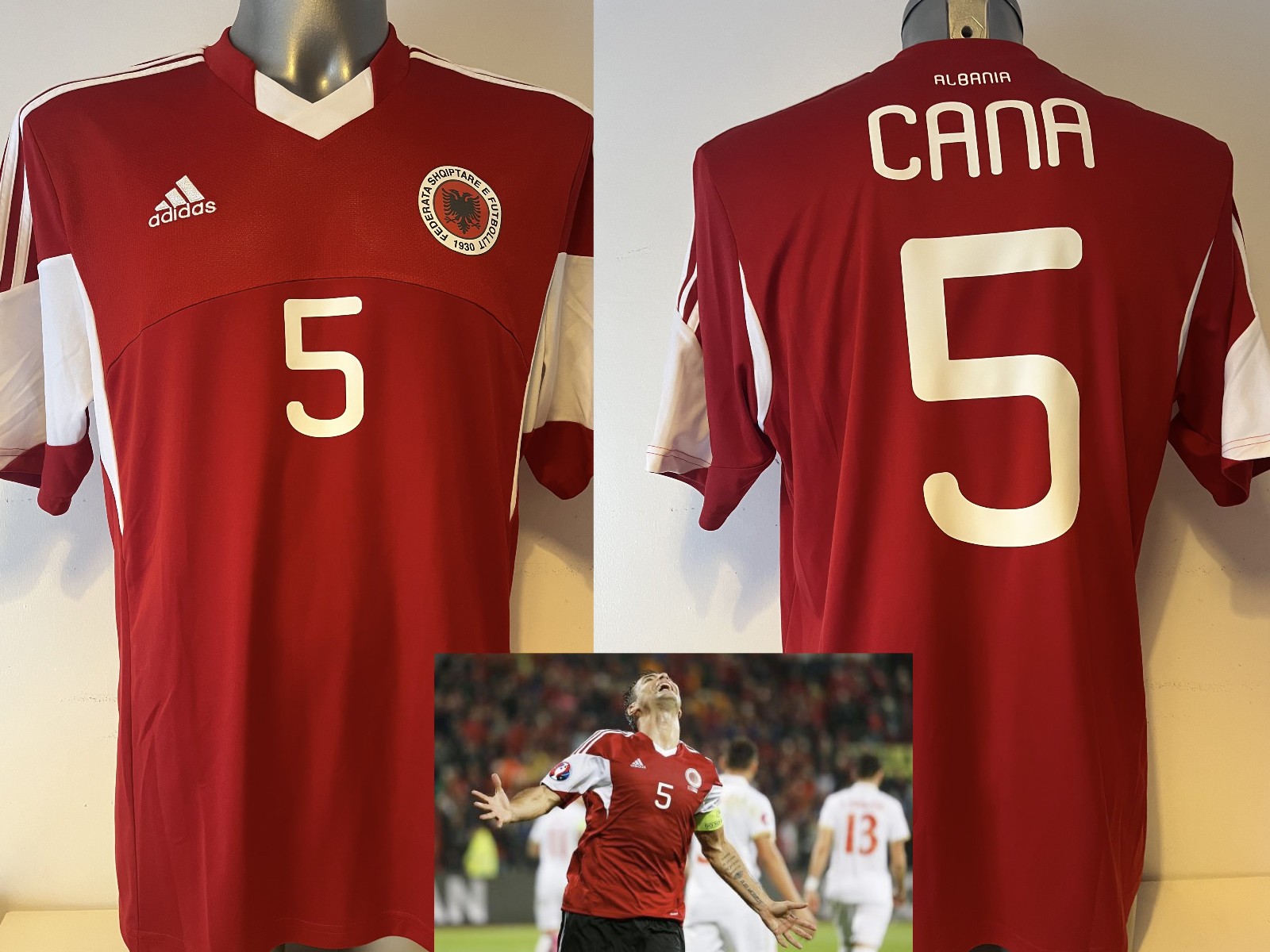 Albania Cana Adult XL Shirt Jersey BNWT Adidas Soccer Trikot Euro 2016 New
