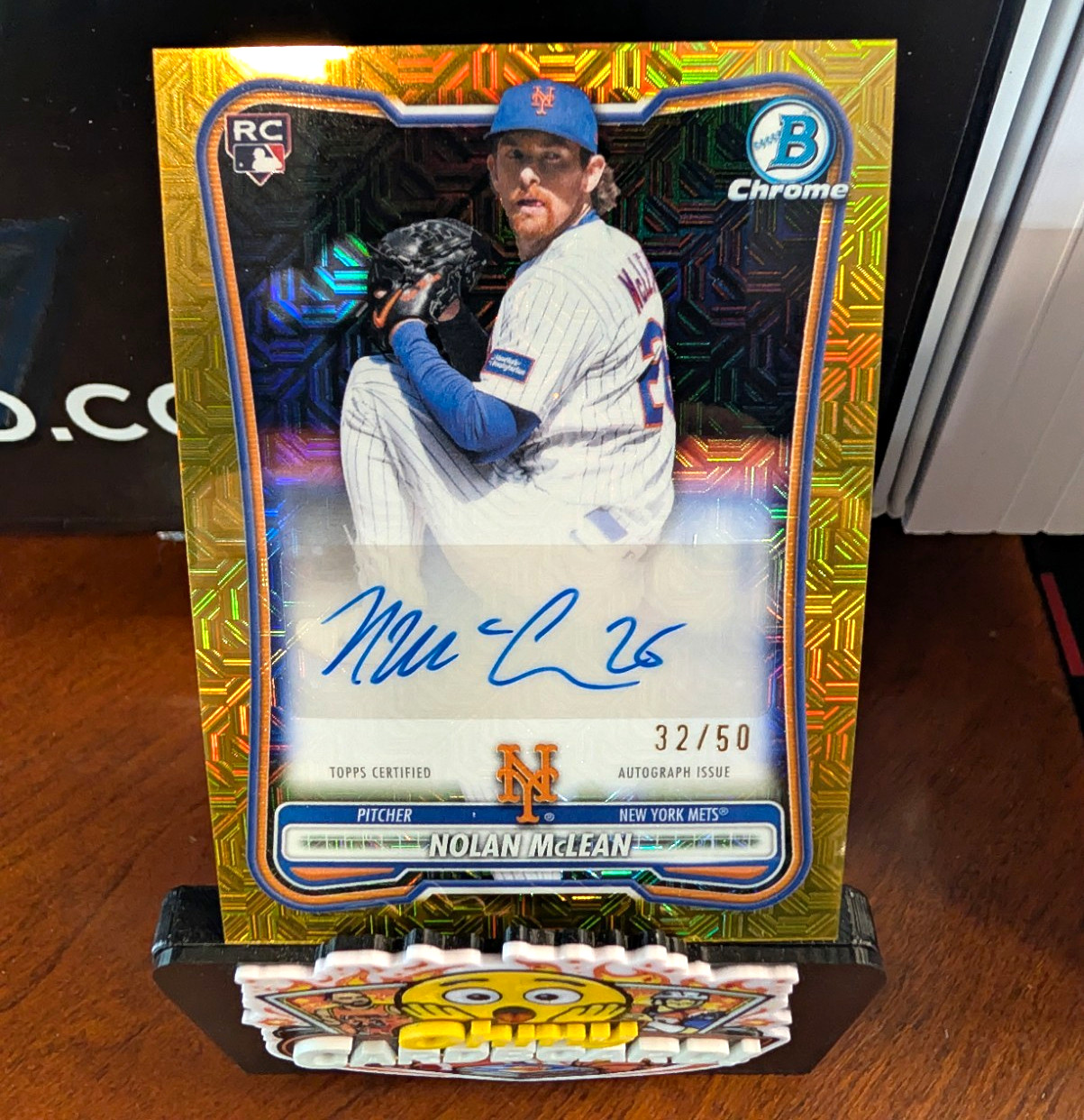 Topps 2026 Bowman Chrome Nolan McLean Gold RC Auto #CRA-NM 32/50 Mets