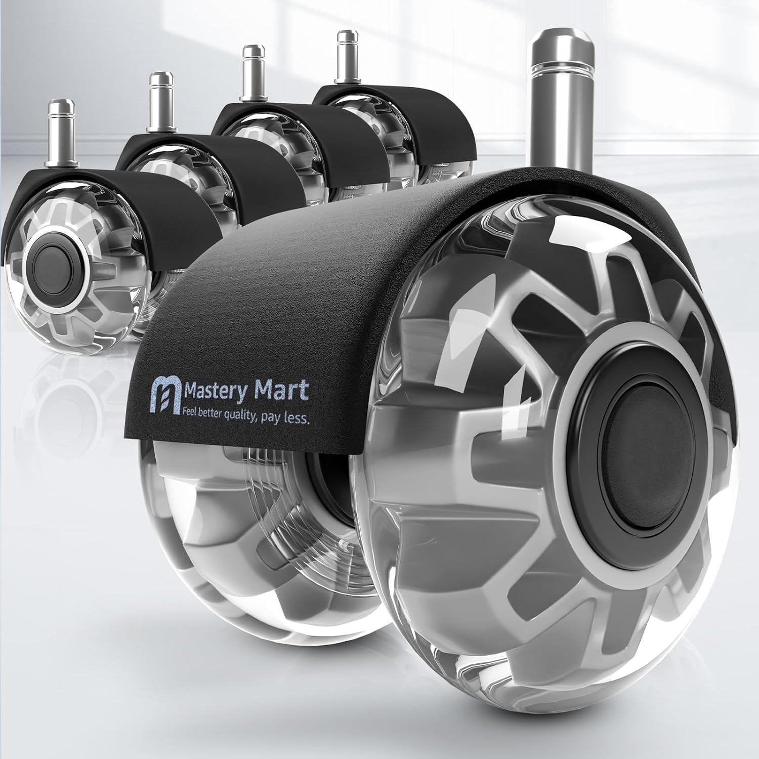 Mastery Mart Office Chair Caster Wheels for Hardwood Floors, Heavy Duty and Quie