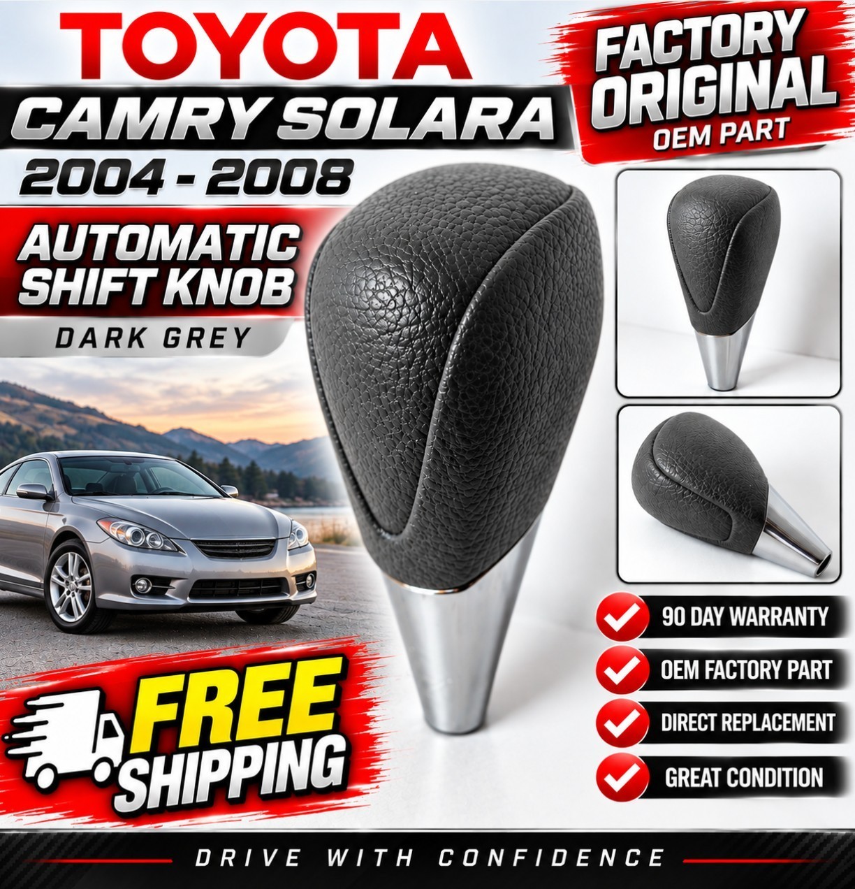 OEM✅2004-2008 TOYOTA CAMRY SOLARA 3.3L AUTOMATIC SHIFT GRAY KNOB HANDLE OEM✅2004-2008 TOYOTA CAMRY SOLARA 3.3L AUTOMATIC SHIFT GRAY KNOB HANDLE
