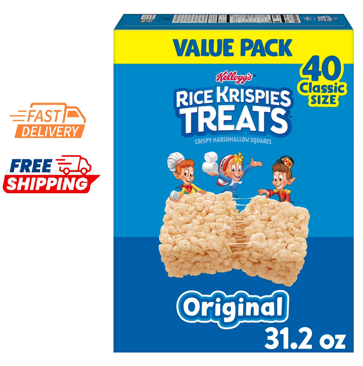 Rice Krispies Treats Original Chewy Crispy Marshmallow Squares, 31.2 oz 40 CT
