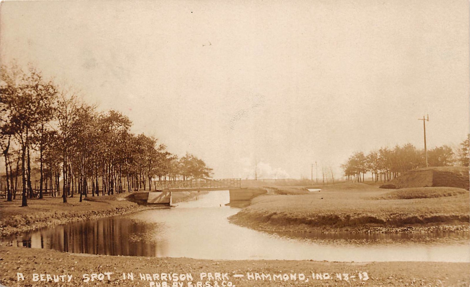 D86/ Hammond Indiana In Real Photo RPPC Postcard 1909 Harrison Park Bridge