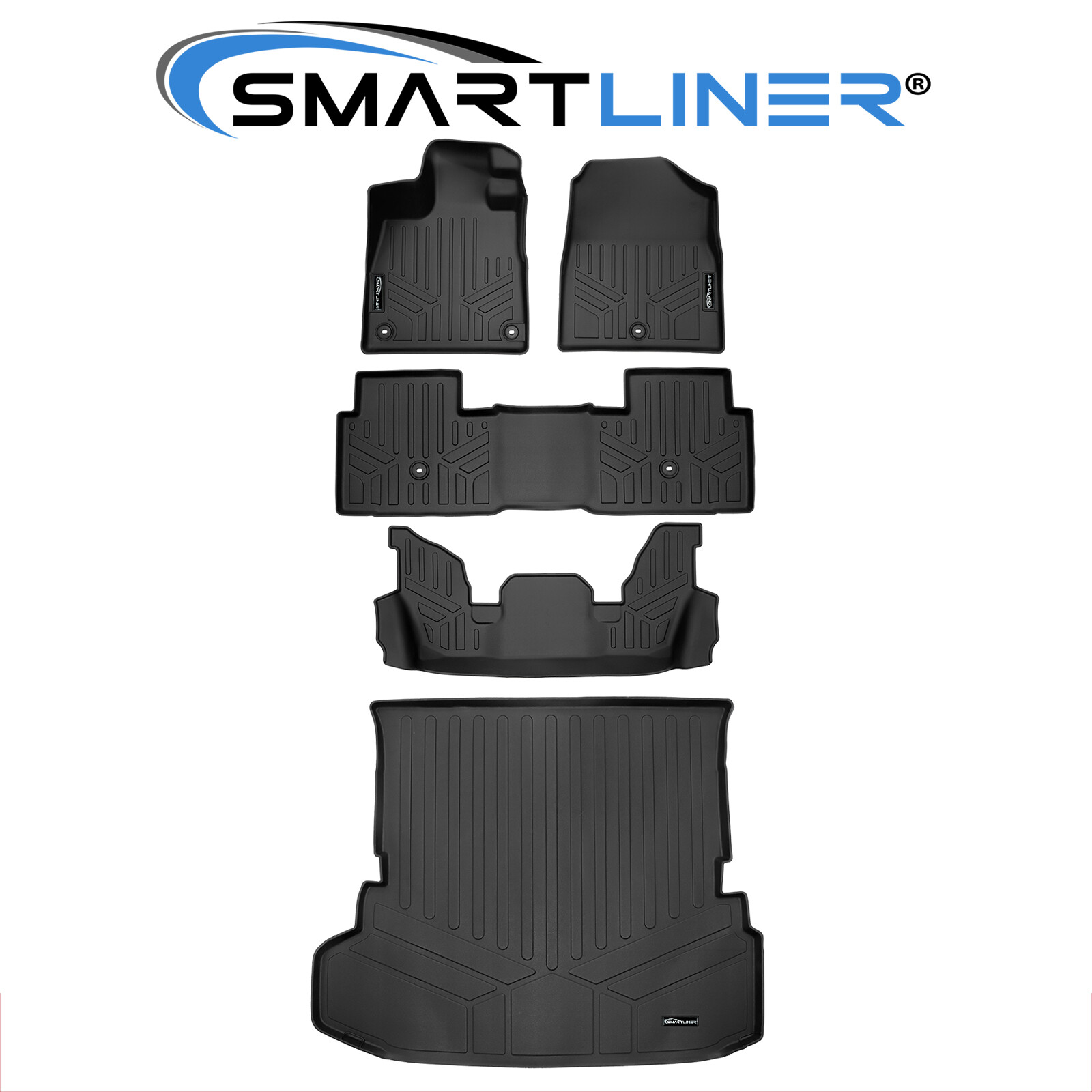 SMARTLINER Custom Fit Floor Mats 3 Row Cargo Liner TPE 2023-2025 Honda Pilot
