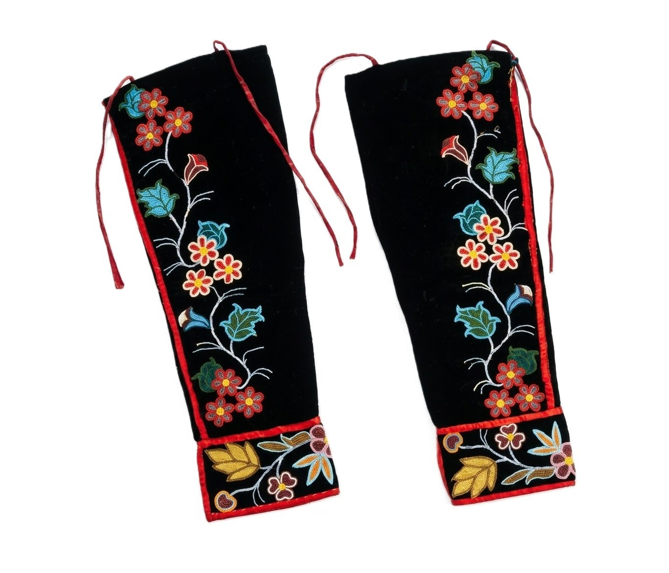 Handmade Beaded Black Wool Leggings For Woman for Powwow LG220 (Duty paid)