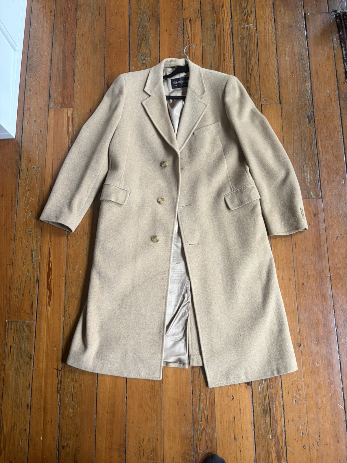 Vintage Made in USA YSL Yves Saint Laurent Men’s Camel Overcoat Vintage Made in USA YSL Yves Saint Laurent Men’s Camel Overcoat