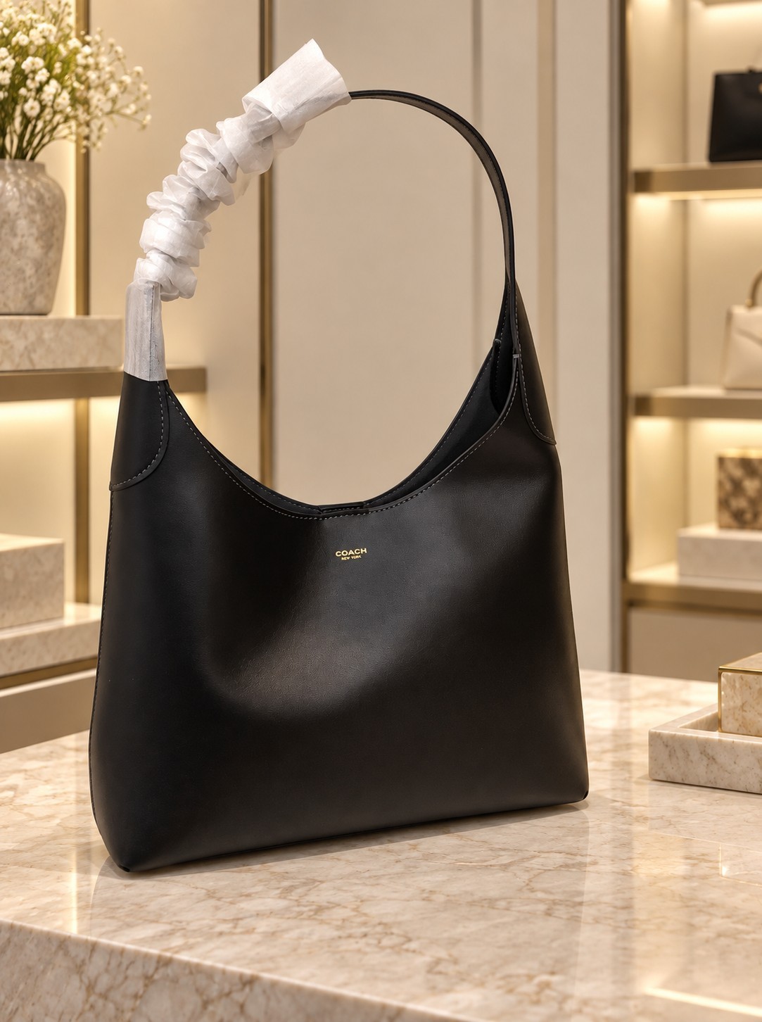 Authentic COACH Brooklyn Shoulder Bag 34 CCU00 Leather Black