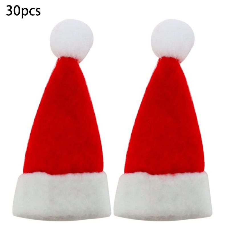 30 Pcs/Set Mini Christmas Hat Lollipop Hat for Creative Caps Tree Orna