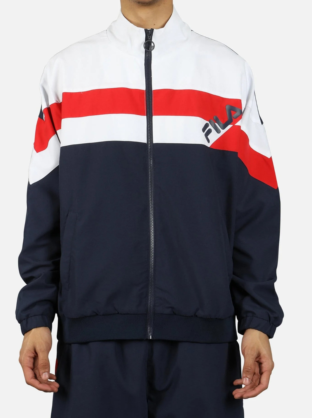 Fila Slade Track Jacket Men Logo Spell Out Red White Blue USA Windbreaker XXL