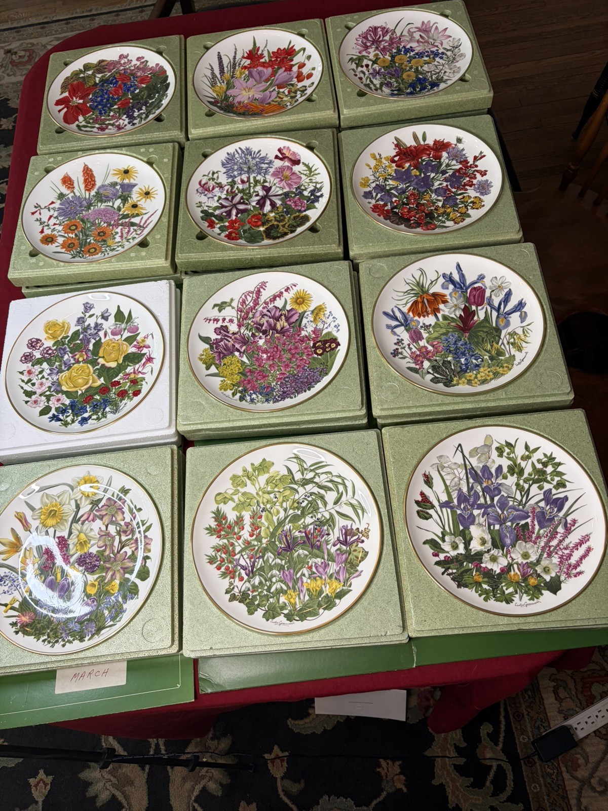 Flowers of The Year Royal Horticultural Society, Franklin Porcelain 12 piece set