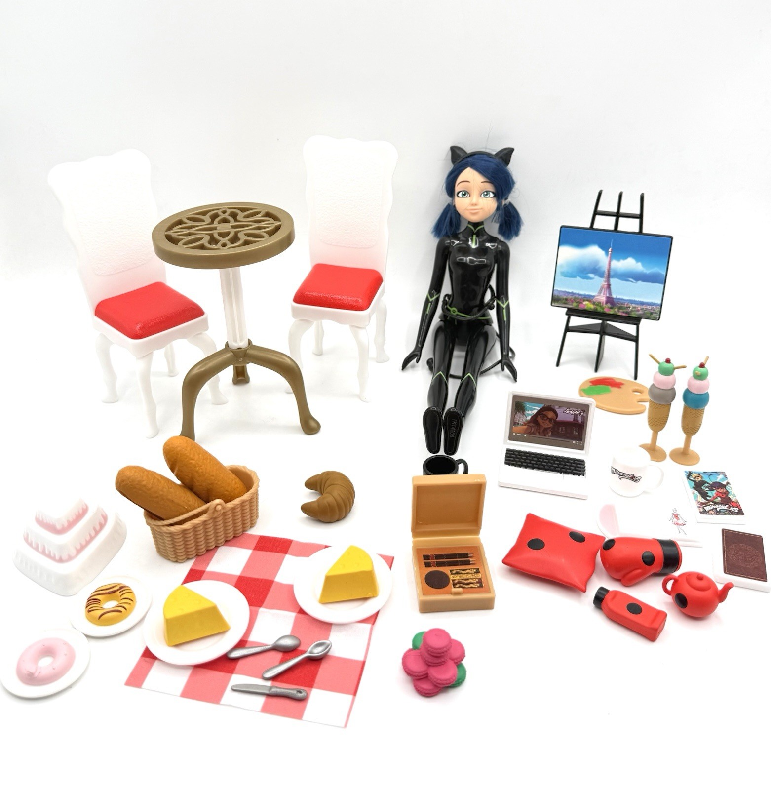 Miraculous Ladybug Paris Eiffel Tower Playset Cat Noir / Barbie Accessories Lot