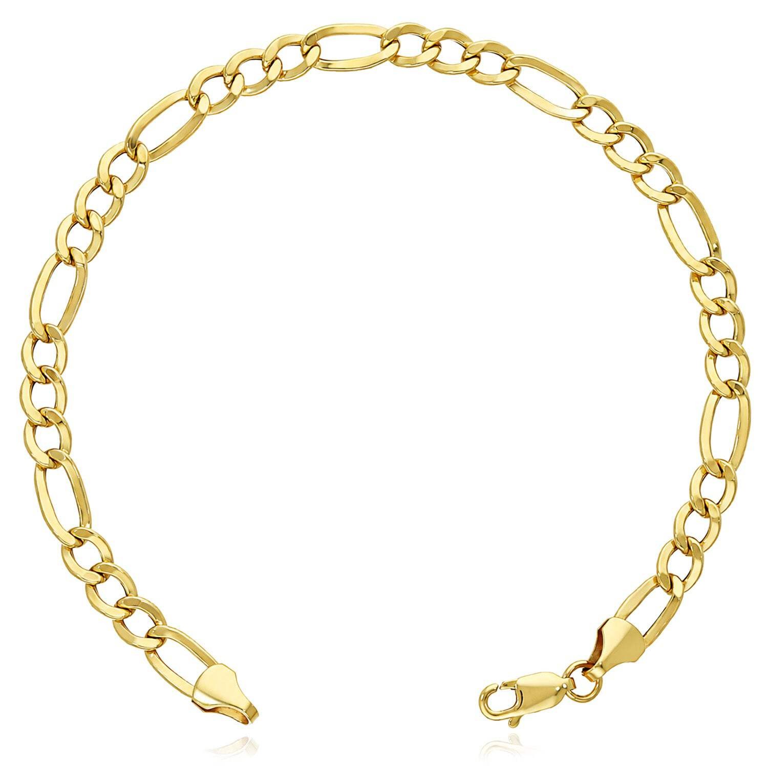 10K Yellow Gold-Filled 5mm Figaro Link Anklet (Hollow) 10