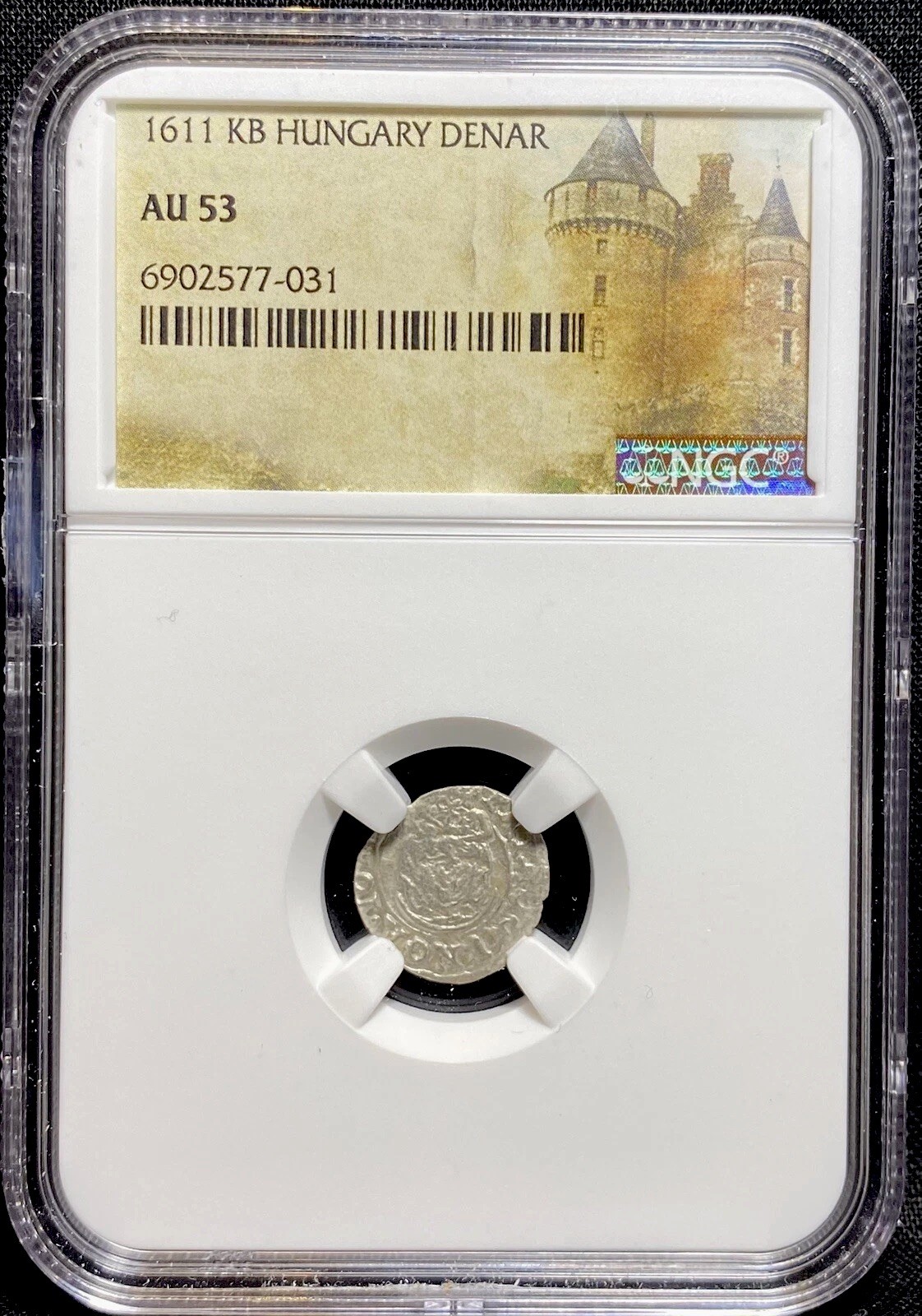 Hungary 1611 KB Madonna Child Holy Roman Emperor Rudolf II Denar Coin, NGC AU53