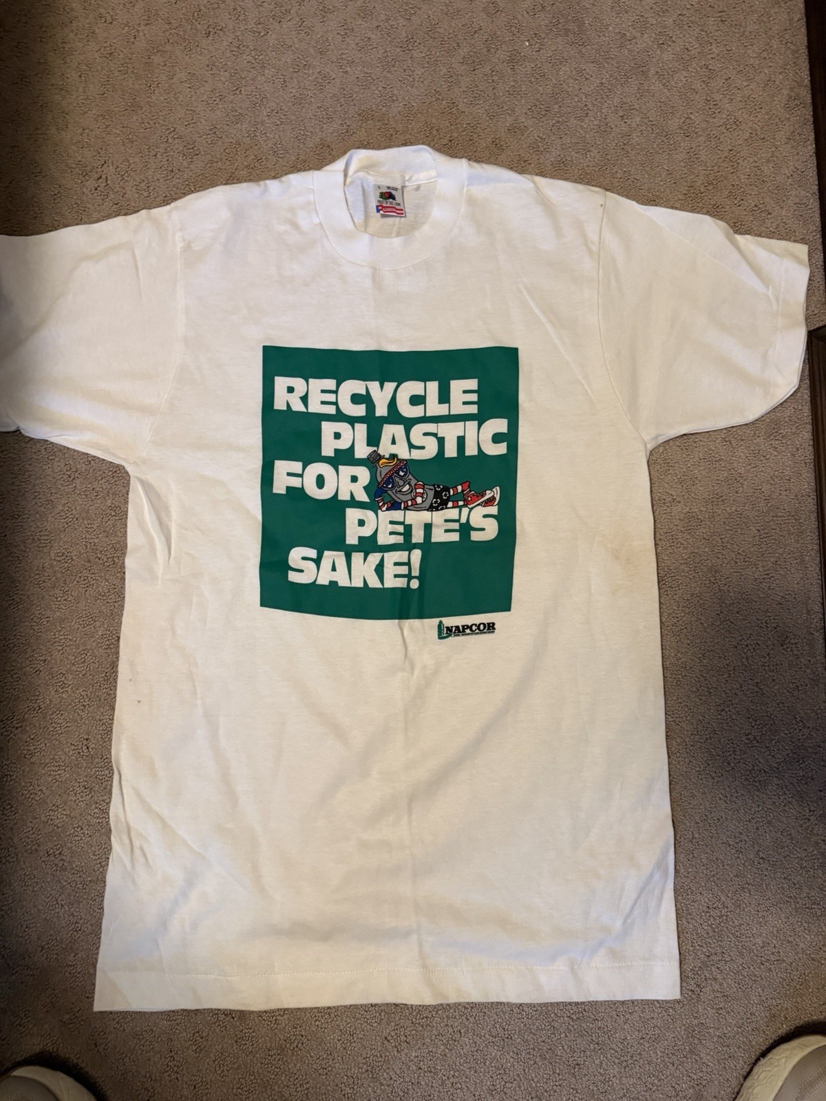 Vintage NOS 90s “Recycle Plastic For Pete’s Sake” Environmental T Shirt XL Vintage NOS 90s “Recycle Plastic For Pete’s Sake” Environmental T Shirt XL