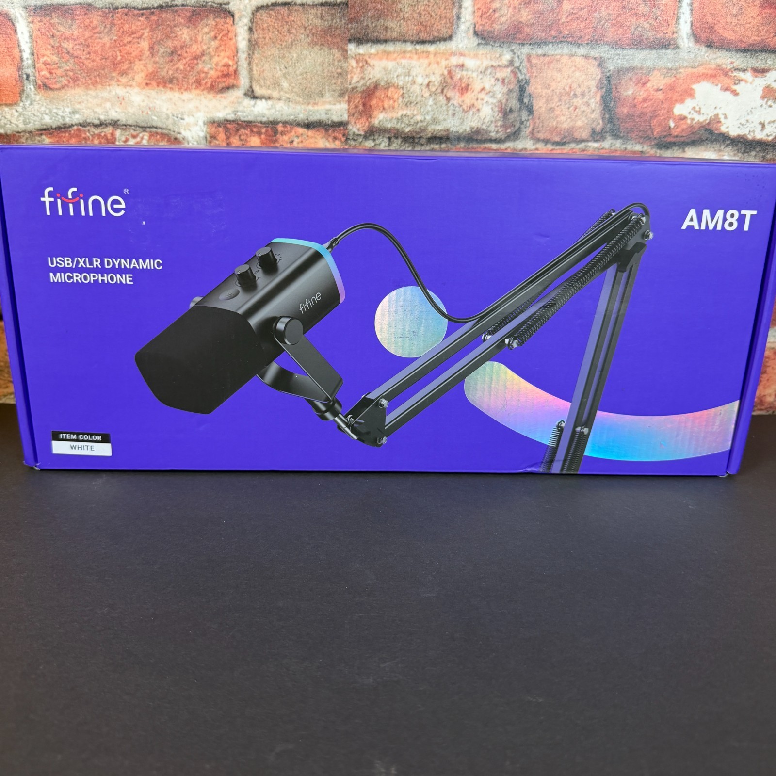 FIFINE AM8T XLR/USB ( White ) Gaming Microphone Set with Boom Arm Stand
