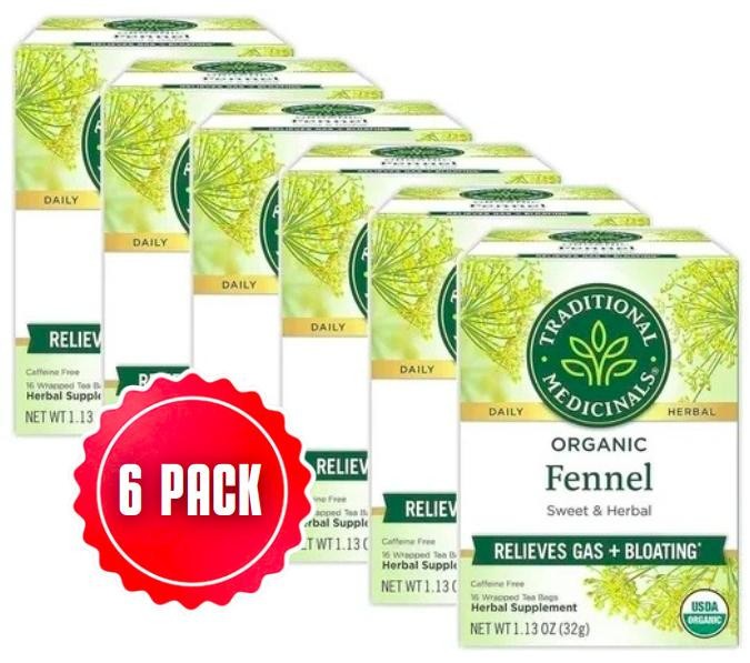 Traditional Medicinals Fennel Soothing Herbal Tea Organic (16 bags/box) - 6 PACK