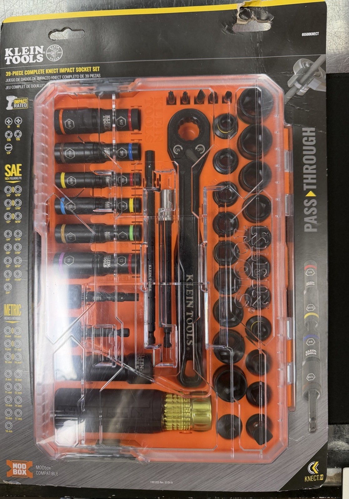 Klein Tools 65500KNECT KNECT Impact Socket Set, SAE and Metric Pass through Sock