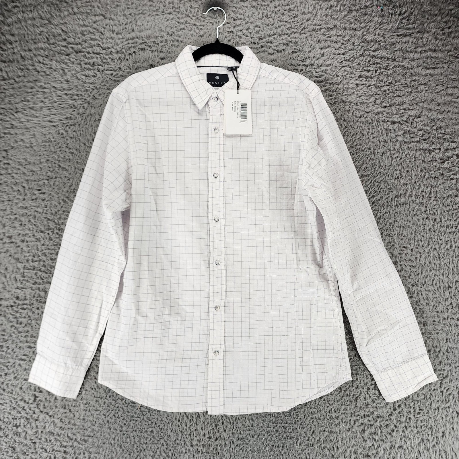 Vustra Shirt Mens Medium White With Blue Plaid Long Sleeve Button Up *NWT* Vustra Shirt Mens Medium White With Blue Plaid Long Sleeve Button Up *NWT*