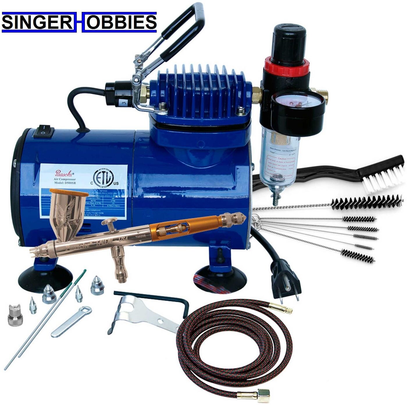 Paasche Airbrush & Compressor Package: TG3F, D500SR, & AC7 PASTG100D HH