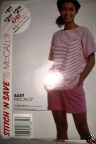 4787 Vintage McCalls Pattern Top Shorts XS S SEWING SM