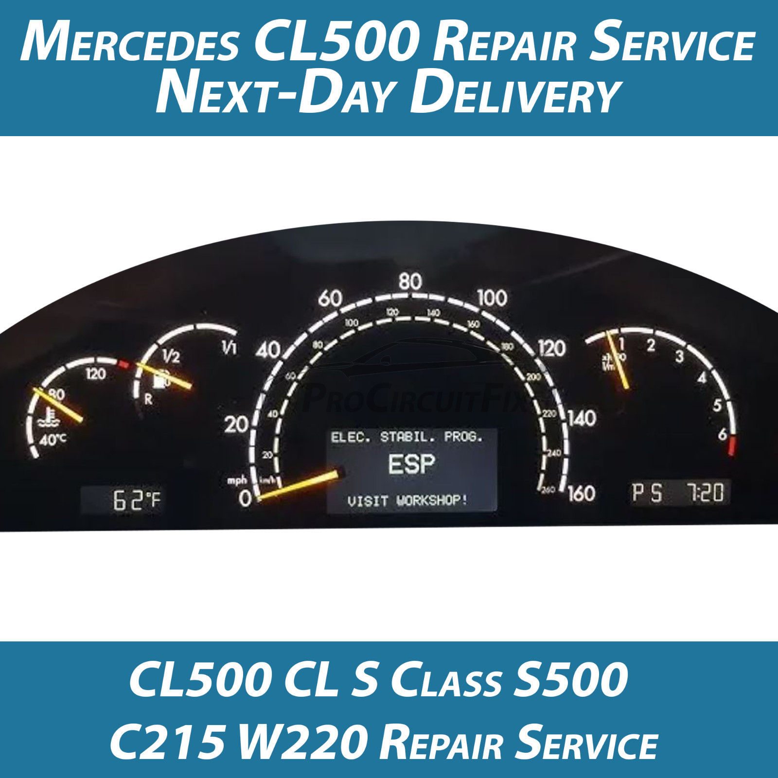 Mercedes CL500 CL S Class S500 C215 W220 Instrument Cluster Repair service