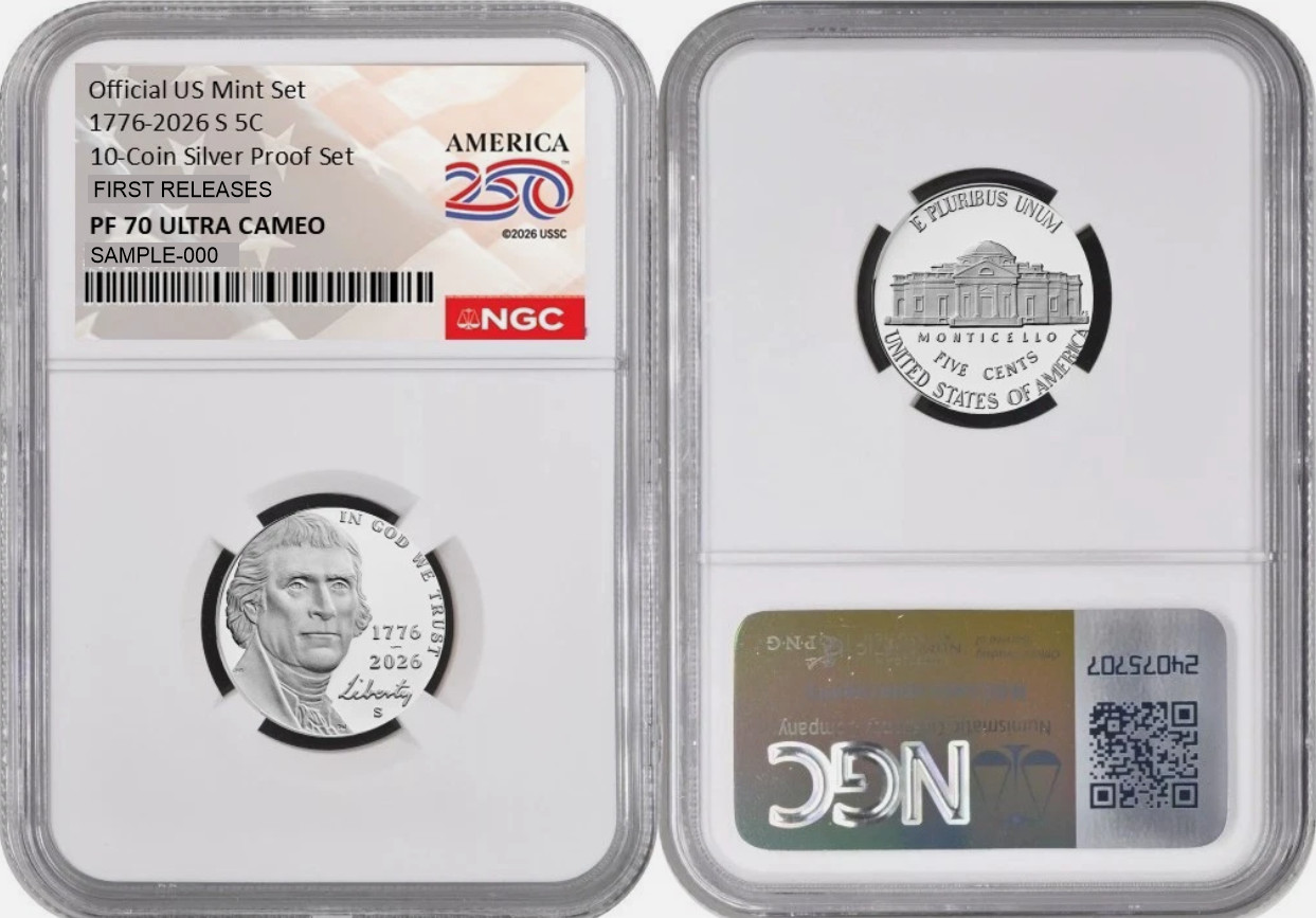 1776-2026 S Jefferson Nickel 5C NGC PF70 Ultra Cameo First Releases 1776-2026 S Jefferson Nickel 5C NGC PF70 Ultra Cameo First Releases