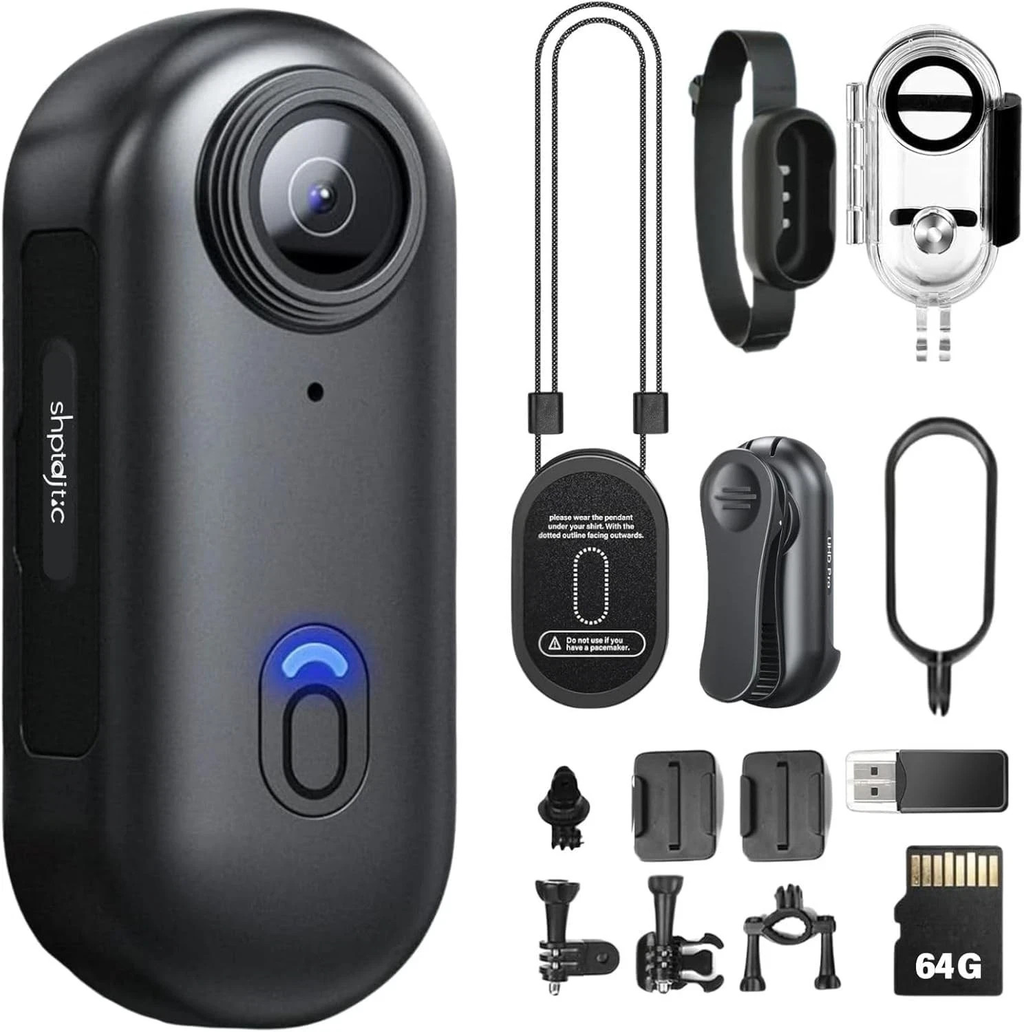 64G Body Camera 4K, POV Pro 4K,Wearable Camera with 360°Rotatable Clip & Ma