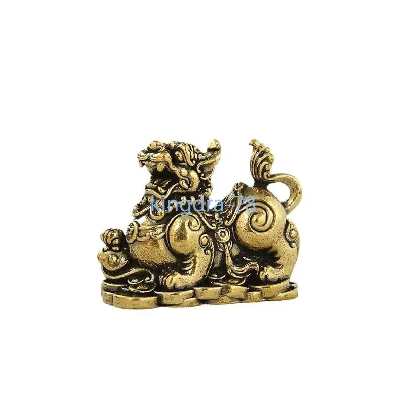 45mm Exquisitely Chinese Brass PI Xiu Hancarved Retro Tea Pet Home Decoration