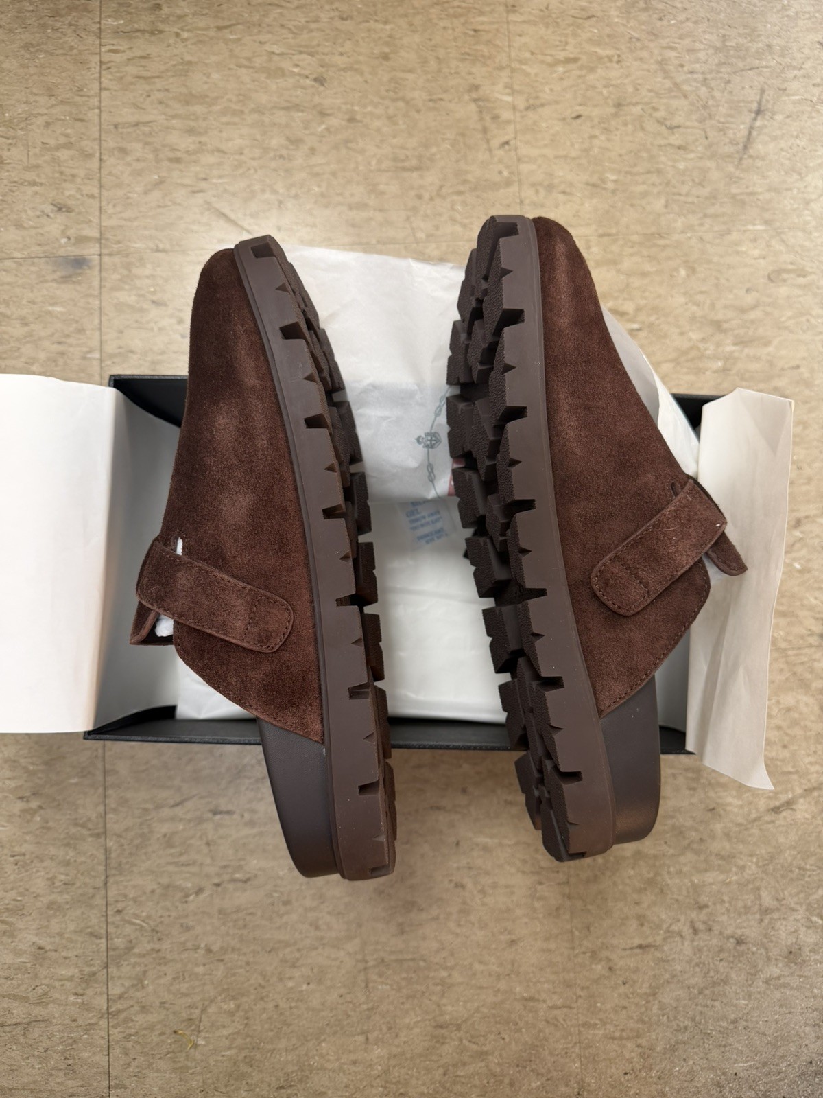 Prada Men\'s Brown Suede Slide Sandals Buckle Logo US 11 