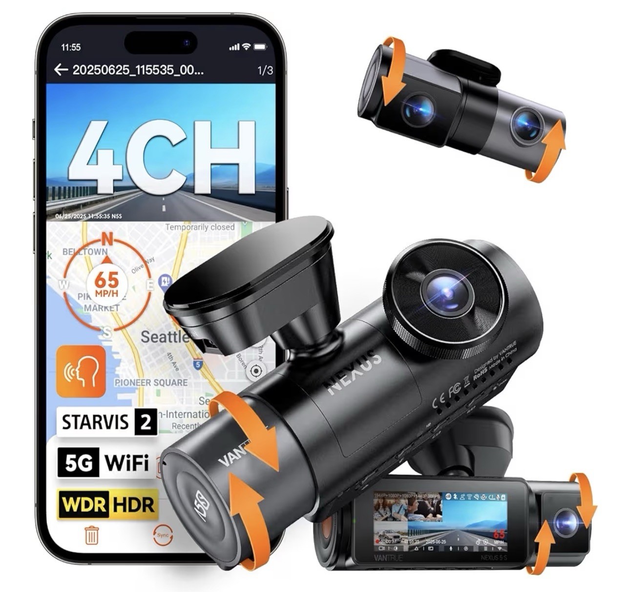 Vantrue Nexus 5S (N5S) 4 Channel 4k Dashcam GPS WiFi - Brand New Sealed Vantrue Nexus 5S (N5S) 4 Channel 4k Dashcam GPS WiFi - Brand New Sealed